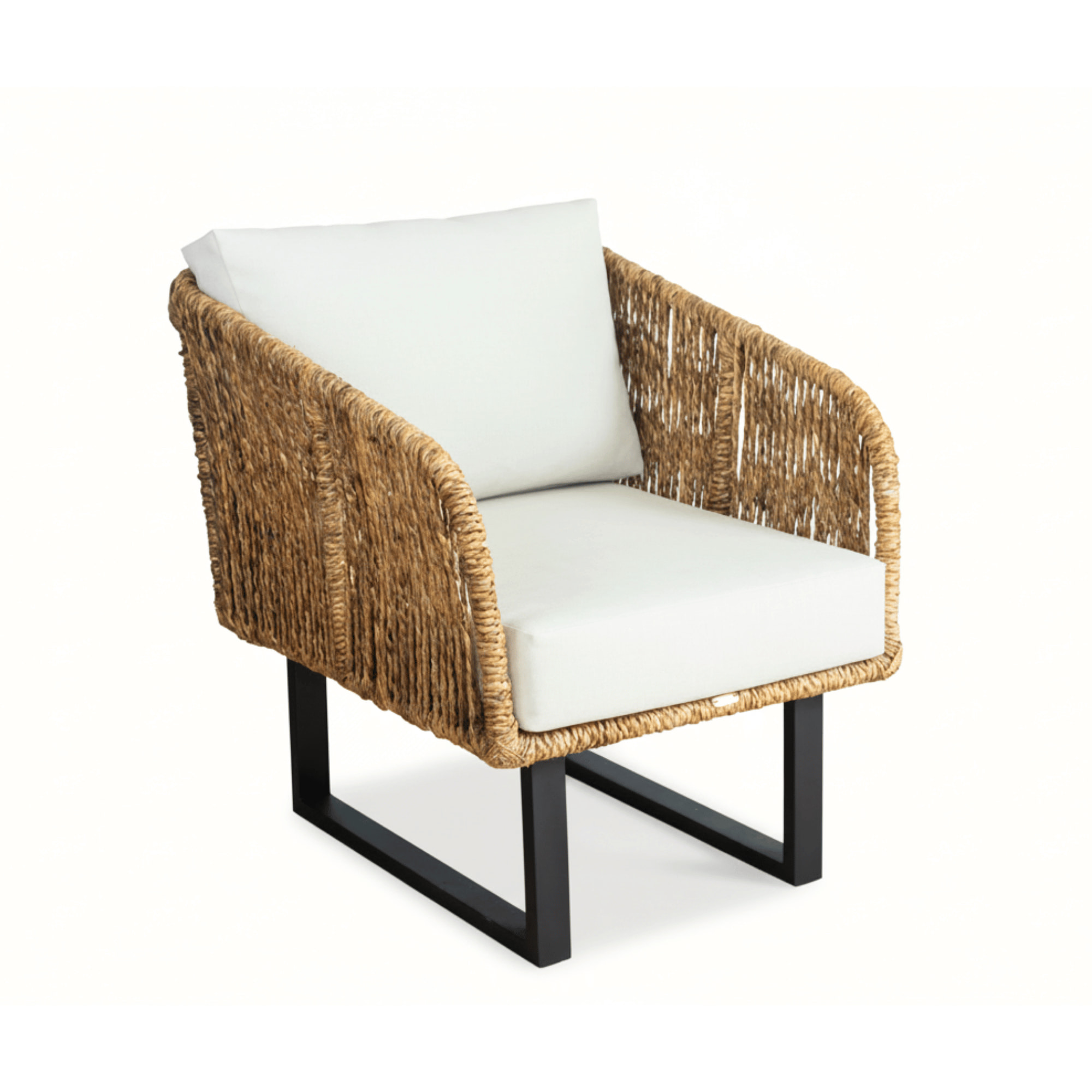 SALA COCÚN TEJIDA CON FIBRA NATURAL CON COJINERÍA BLANCA <br><i><small style="color:grey;">4 Piezas</i></small> - Imagen 4