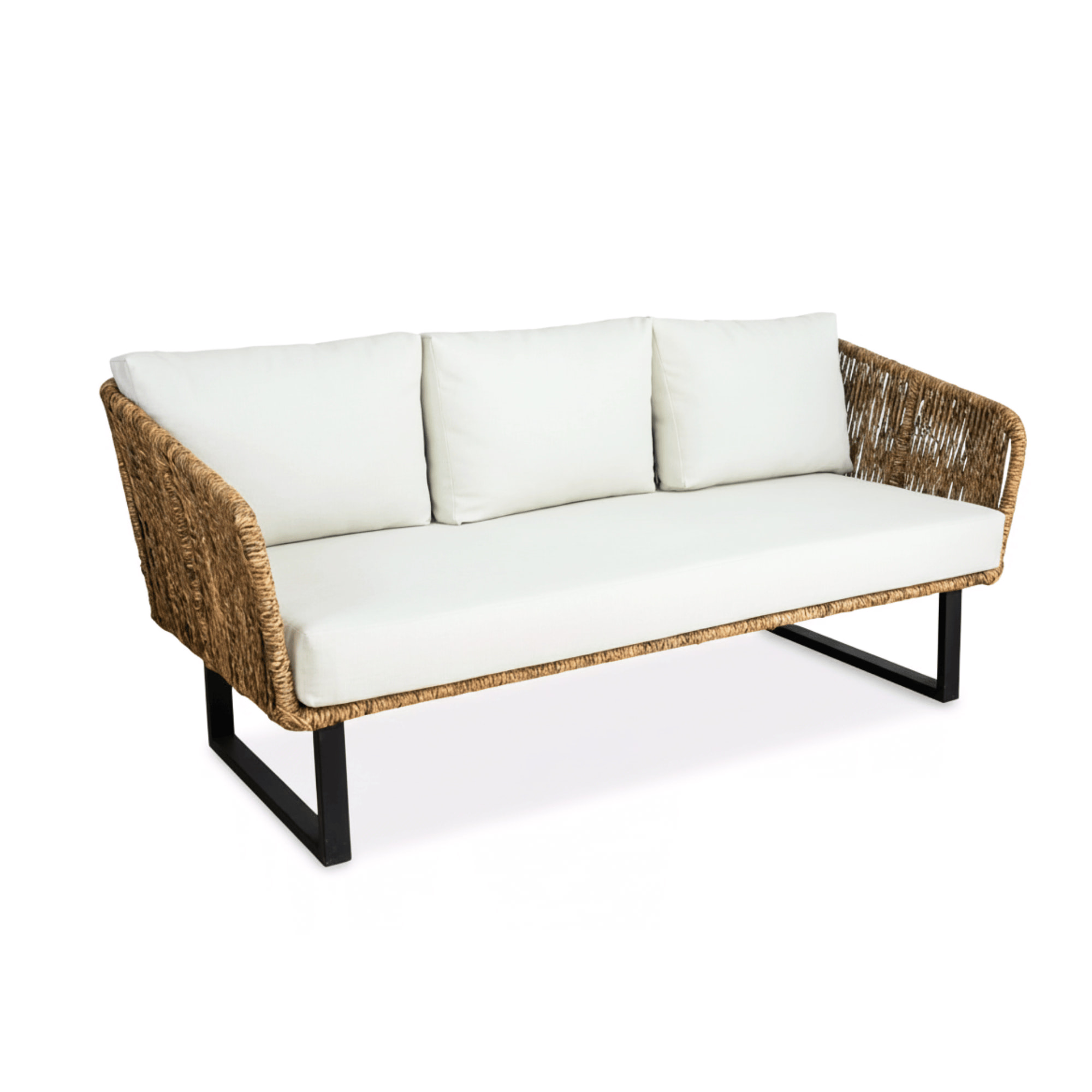 SALA COCÚN TEJIDA CON FIBRA NATURAL CON COJINERÍA BLANCA <br><i><small style="color:grey;">4 Piezas</i></small> - Imagen 5