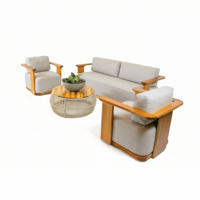 SALA YARÁ CON COJINERÍA GRIS EN LINO<br><i><small style="color:grey;">4 Piezas</i></small>