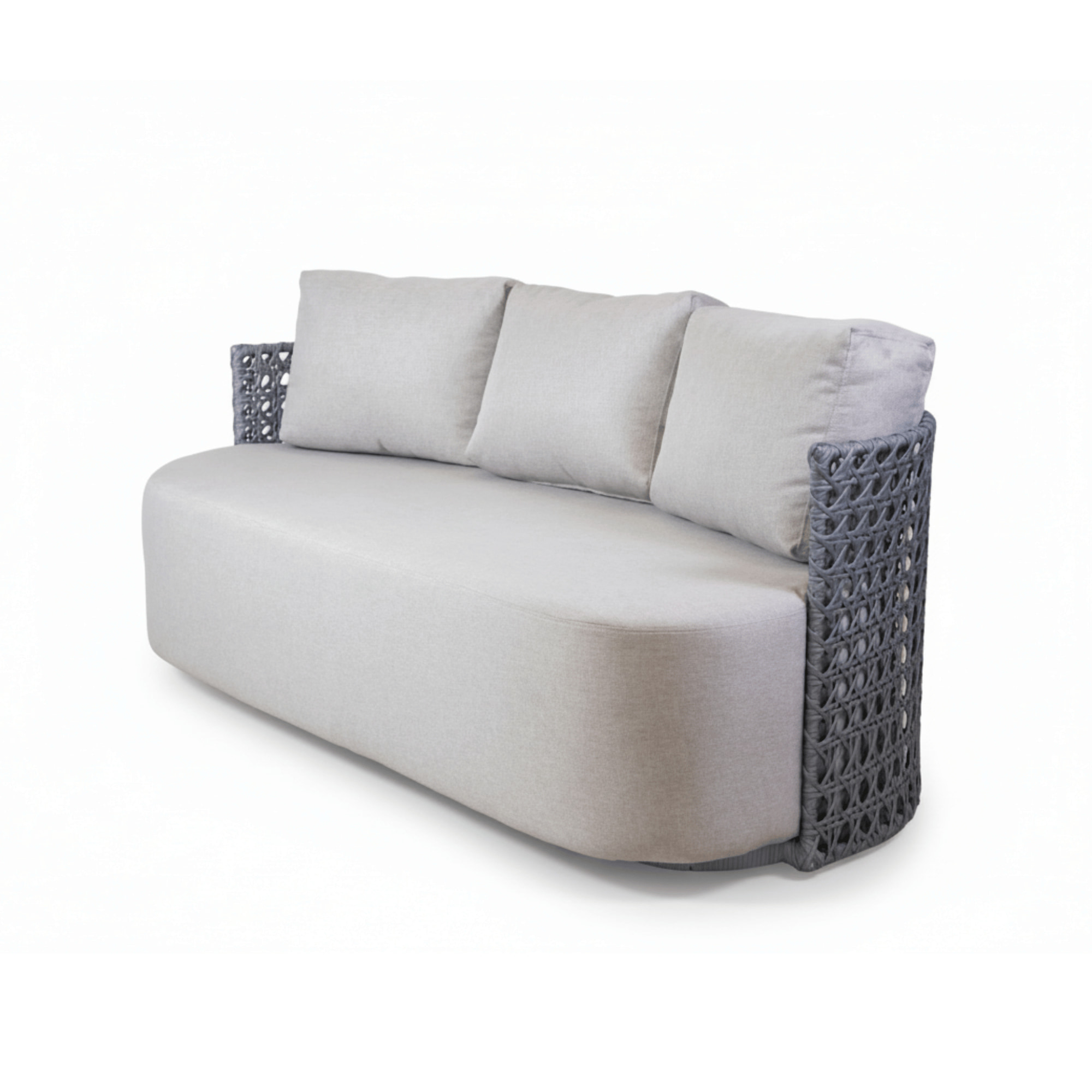 SALA MOMPÓSINO TEJIDO RATTÁN GRIS CON COJINERÍA DE LINO <br><i><small style="color:grey;">4 Piezas</i></small> - Imagen 3