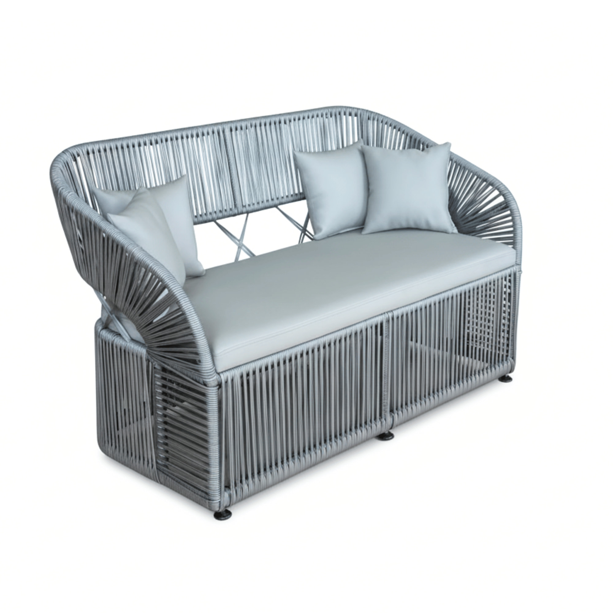 SALA TEJIDA RATTÁN GRIS CON COJINERÍA <br><i><small style="color:grey;">5 Piezas</i></small> - Imagen 5