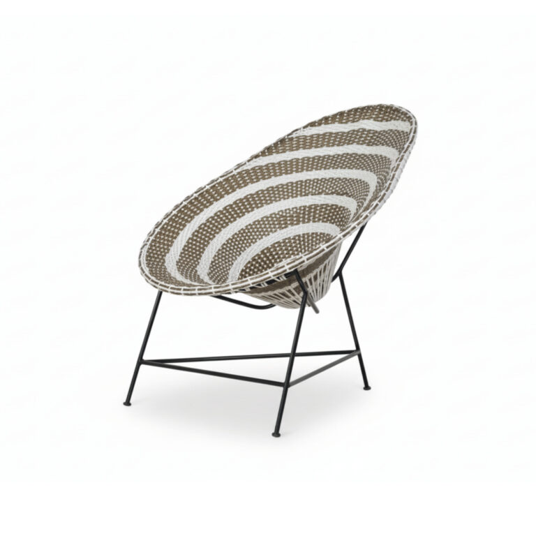 SILLA ACAPULCO TEJIDA RATTÁN BLANCO DORADO