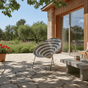 SILLA ACAPULCO TEJIDA RATTÁN BLANCO DORADO