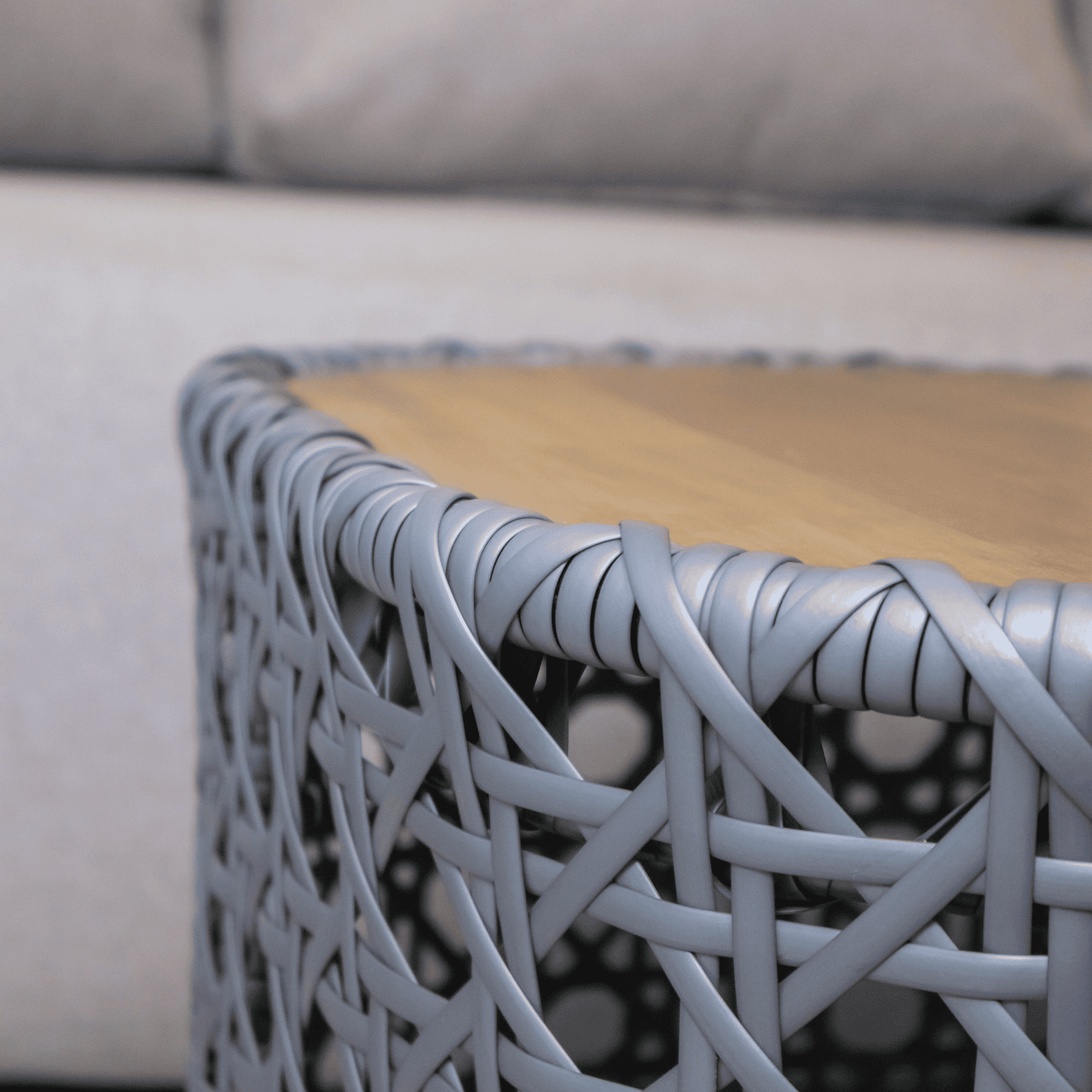 SALA MOMPÓSINO TEJIDO RATTÁN GRIS CON COJINERÍA DE LINO <br><i><small style="color:grey;">4 Piezas</i></small> - Imagen 6