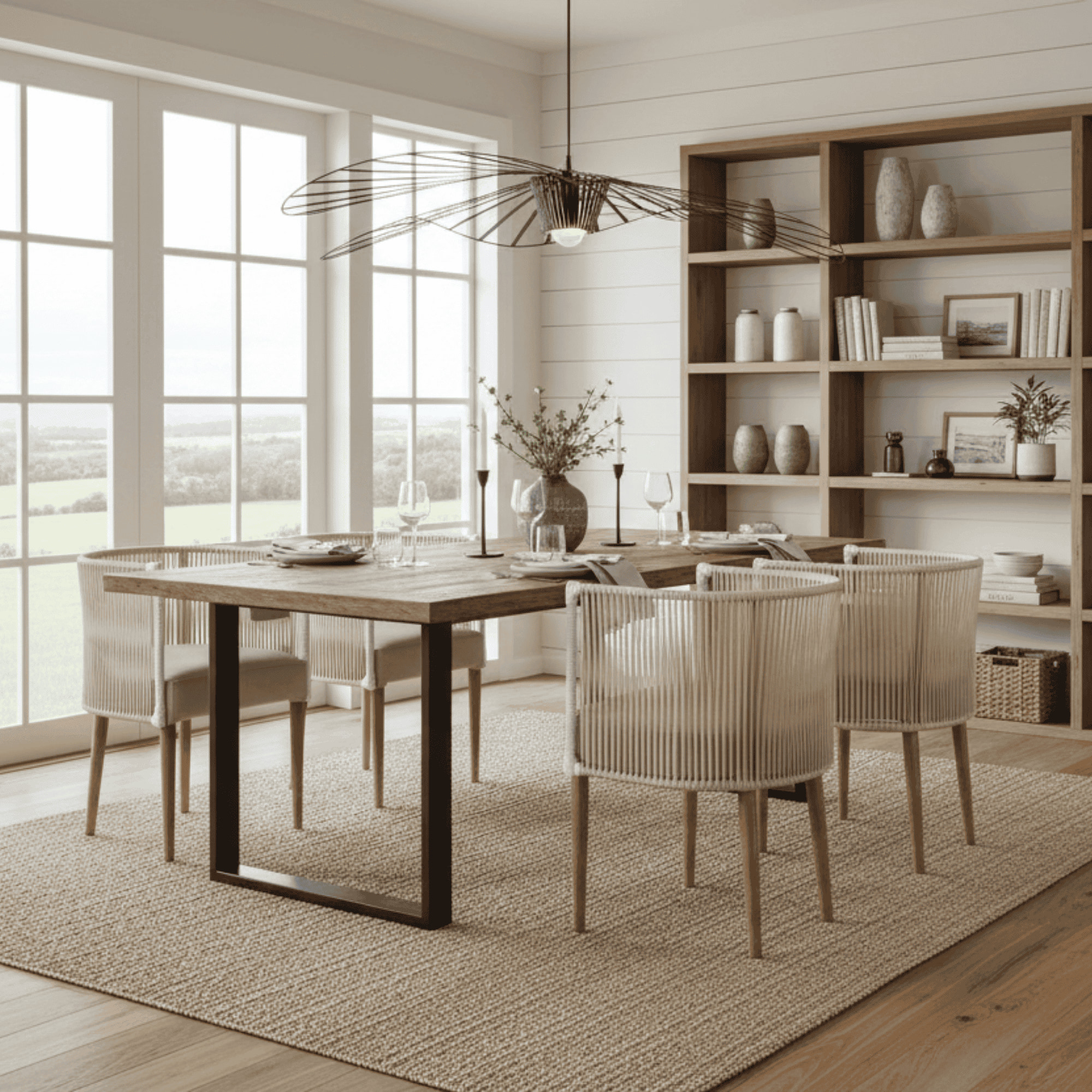 silla-herradura-beige-en-teca-y-rattan