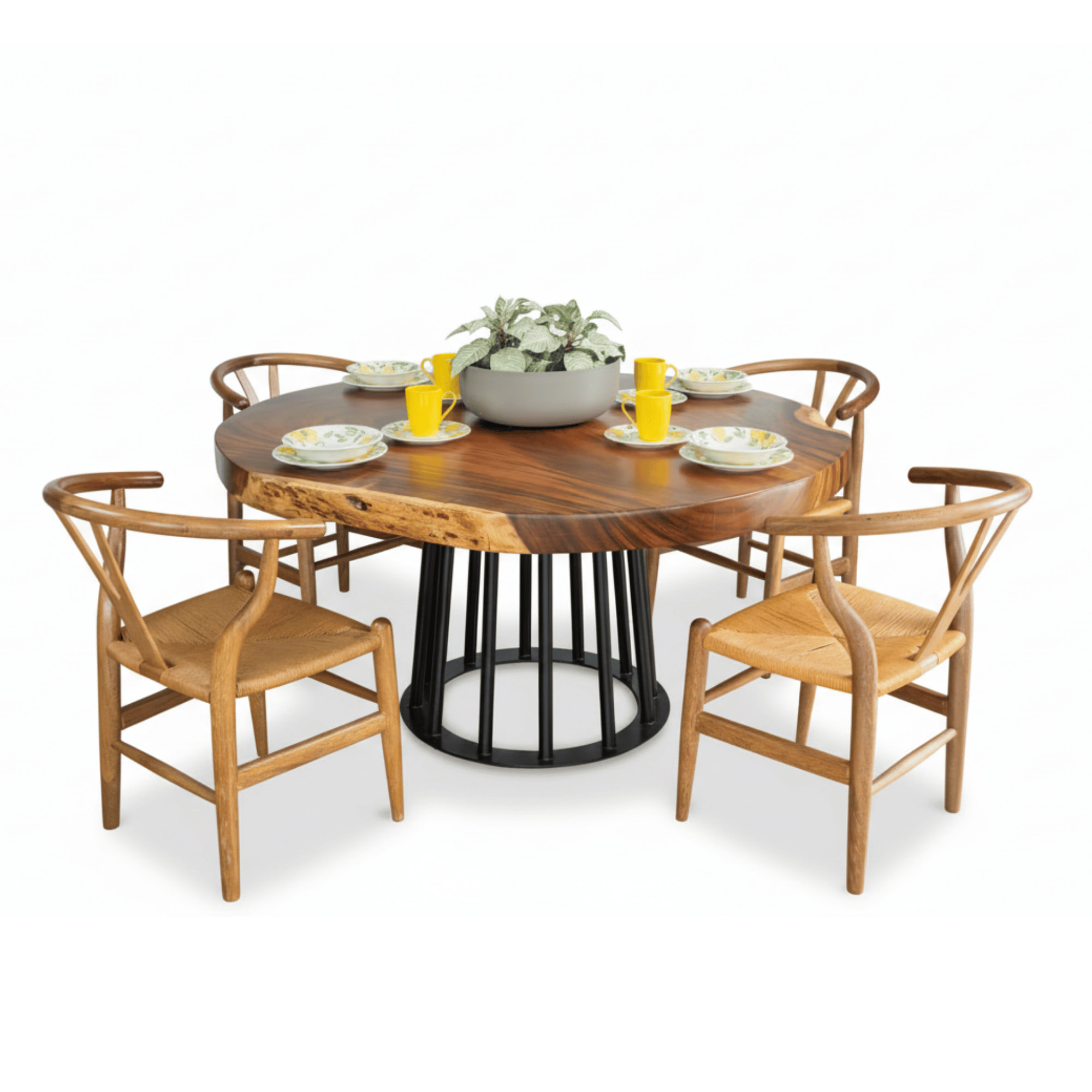 COMEDOR REDONDO SAMÁN CON BASE METÁLICA CÓNICA - Imagen 2