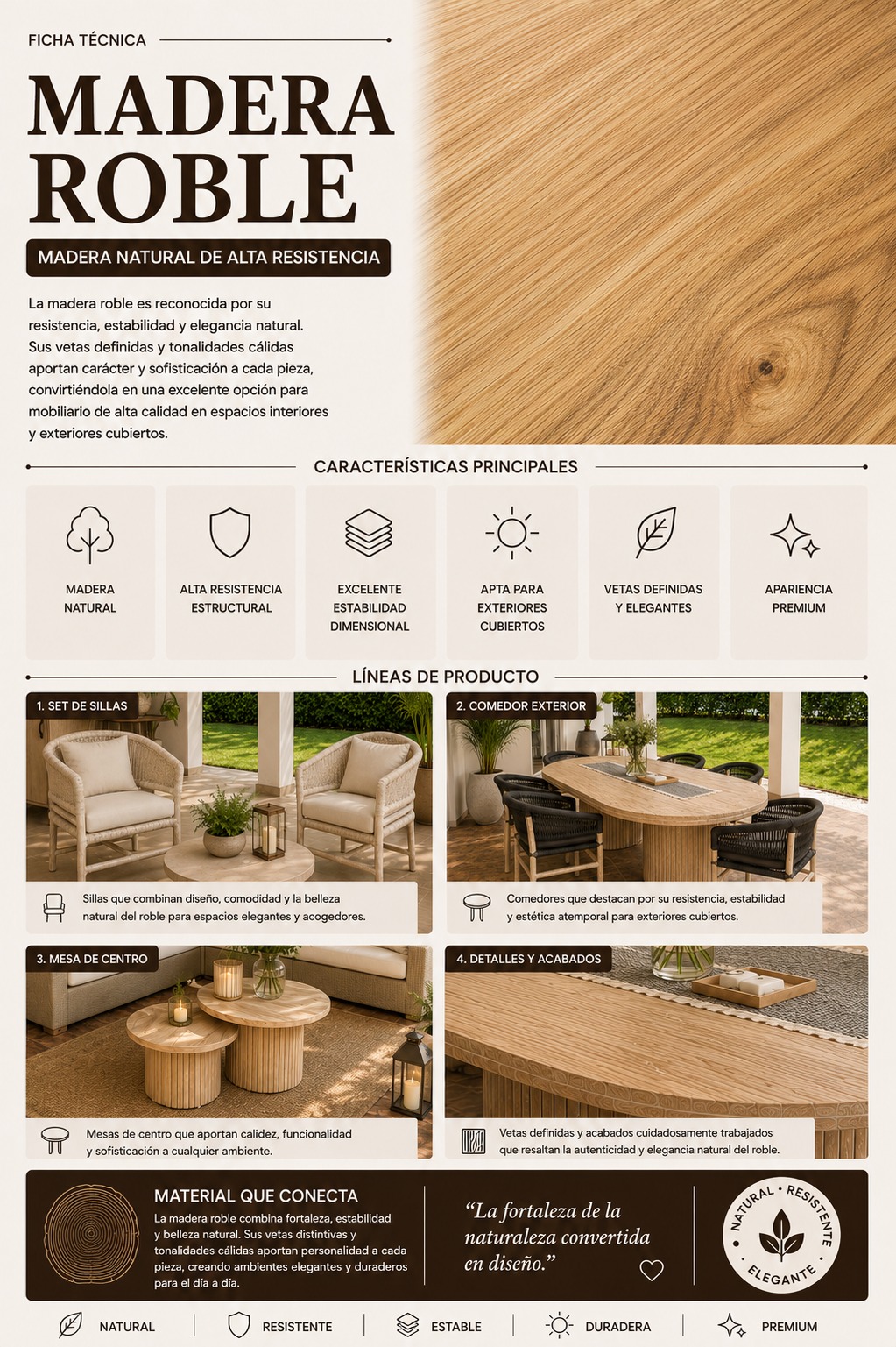 Ficha técnica de la madera de roble