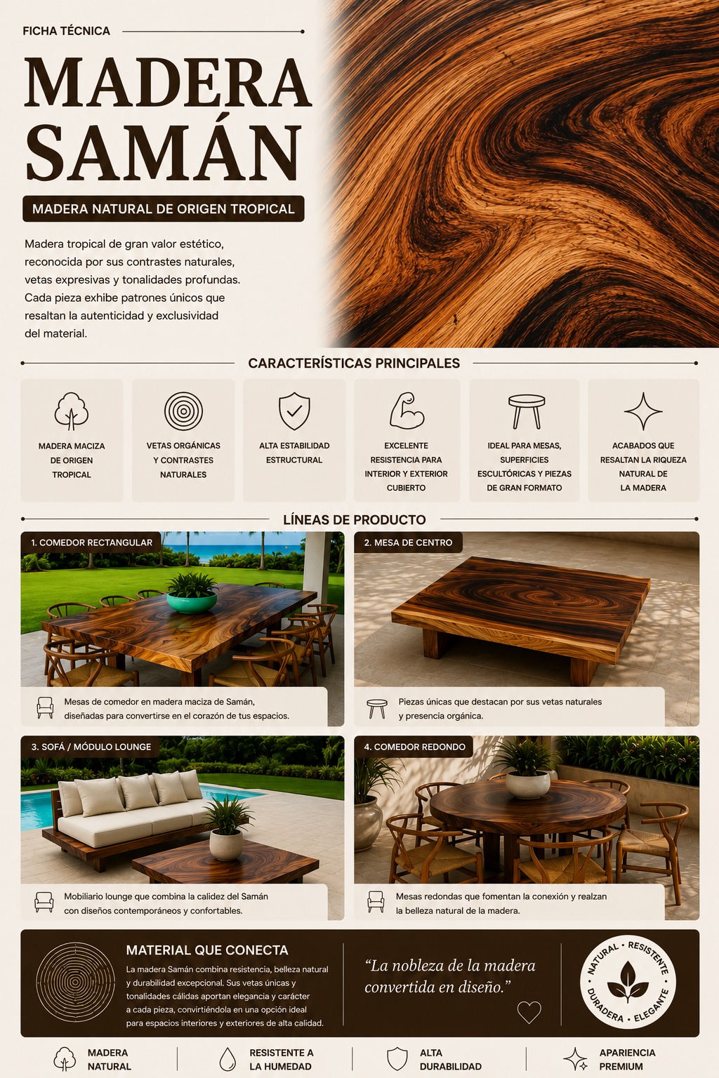 Ficha técnica de la madera de samán
